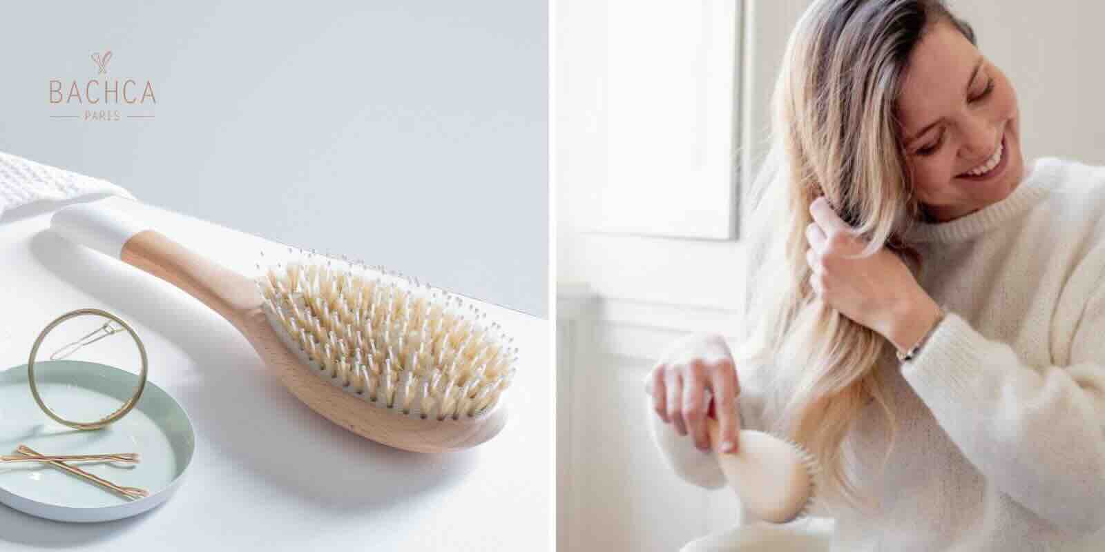 Brosse démêlante et brillance BACHCA Paris en bois, sanglier et nylon